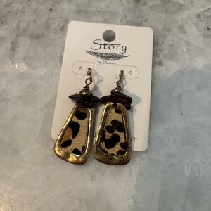 Gold and Brown Leopard Earrings
